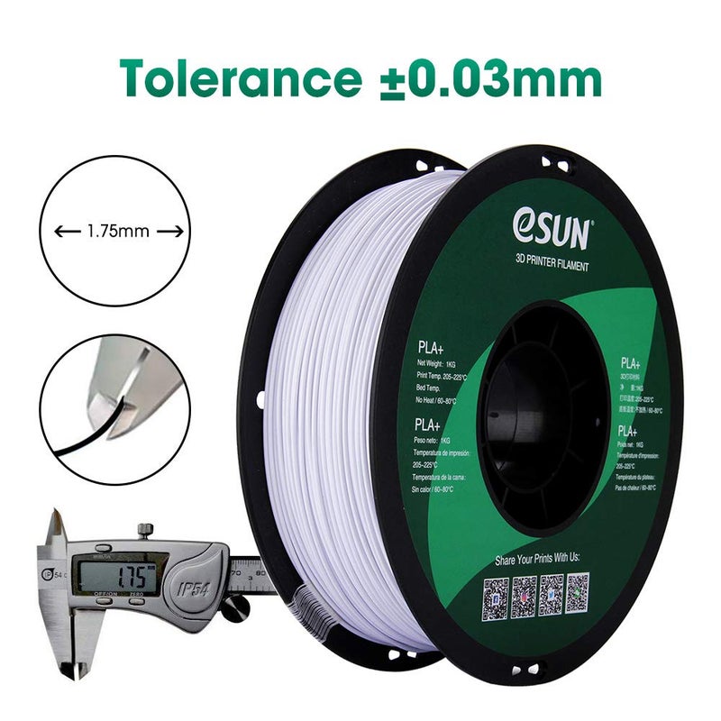 eSUN PLA PRO (PLA+) 3D Printer Filament, Dimensional Accuracy +/- 0.03mm, 1kg, Plastic Spool, 1.75mm, Cool White - Image 4